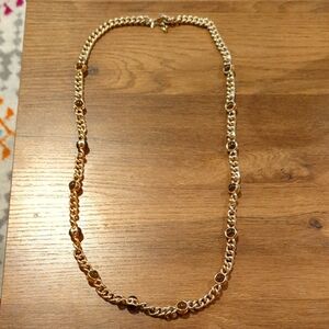 Banana Republic 34" Heavy Chain Necklace With Brown Tiger Eye Color Stones